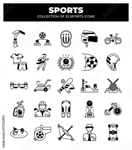 Collection of 25 Sports Icons. A Visual Guide to Various Sports and Activities