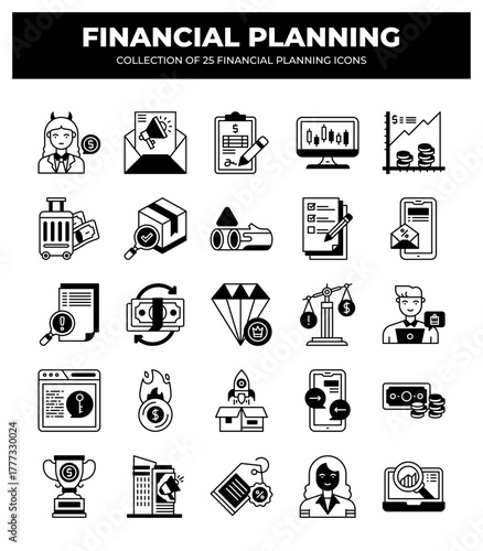 Financial Planning Icons: A Collection of 25 Essential Finance Icons