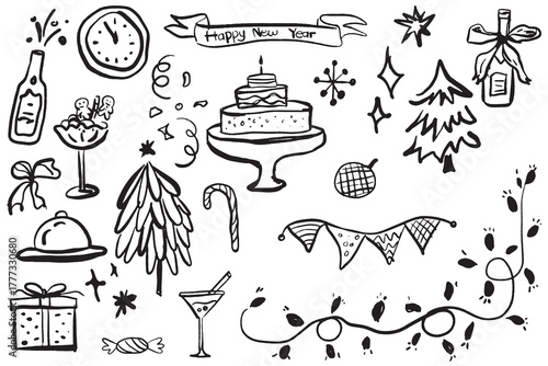 New Year Doodle Elements – Party & Celebration Pack