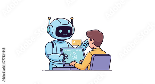 Friendly AI Robot Mascot Vector Futuristic Assistant Character