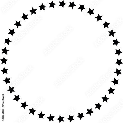 Star circle frame simple black vector border design element isolated on white background