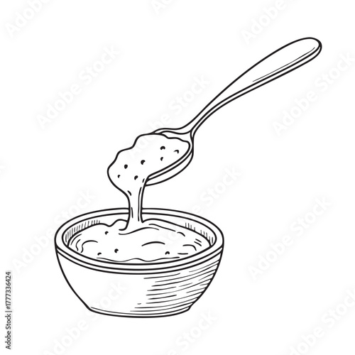 Metal spoon being dipped into red spicy paste