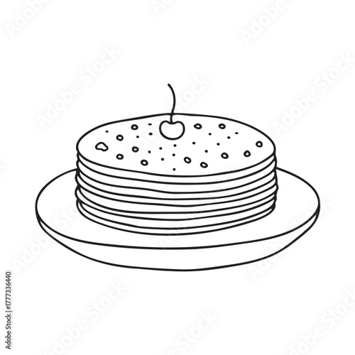 Metal plate holding thin pancakes covered in tiny holes