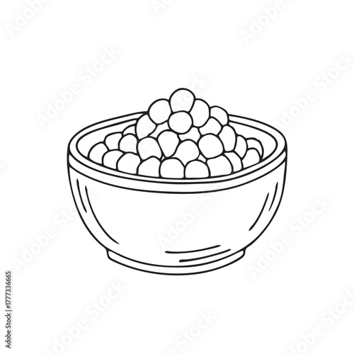 Roasted chickpeas presented in a small clay bowl