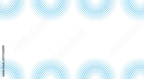 Abstract design showcases a symmetrical arrangement of blue concentric semicircles against a pristine white backdrop, creating a visually balanced and modern composition