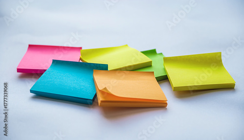 Multicolor Post-It Notes Isolated on White Background with Colored Sticky Note Set for Organized, Vibrant, and Stationery Visuals