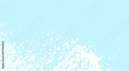This image displays a bright blue canvas with a dynamic spray of white polygonal shapes clustered at the bottom, resembling an abstract, textured gradient effect against the solid background
