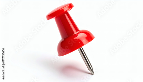Red Straight Pin Needle Isolated on White Background for Realistic, Sharp, and Detailed Stationery and Sewing Visuals