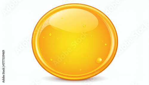 Round Honey Liquid Element Isolated on White Background for Realistic, Glossy, and Mesmerizing Food and Liquid Visuals