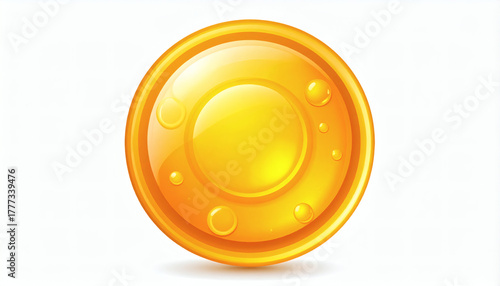 Round Honey Liquid Element Isolated on White Background for Realistic, Glossy, and Mesmerizing Food and Liquid Visuals