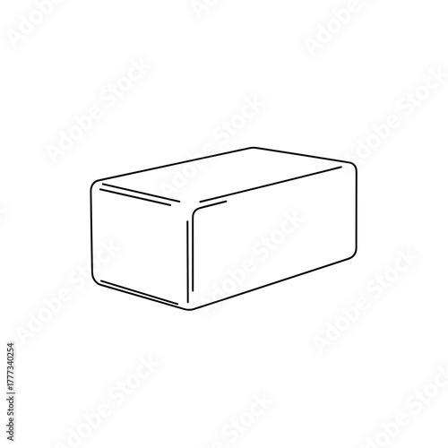 Block of butter in simple line art style  