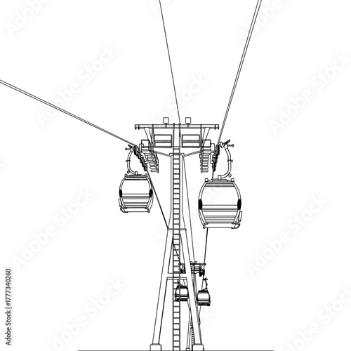 Cable car system with gondolas and support tower structure  