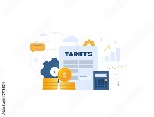 Tariff impact supply chains. Global economy forecast, disrupted flows with alternative routing maps, strategizing resilience for global trade in policy-shifting times. Tariff impact illustration
