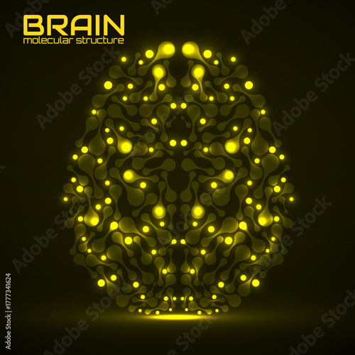 Human brain of molecular structure, idea for your design, vector illustration
