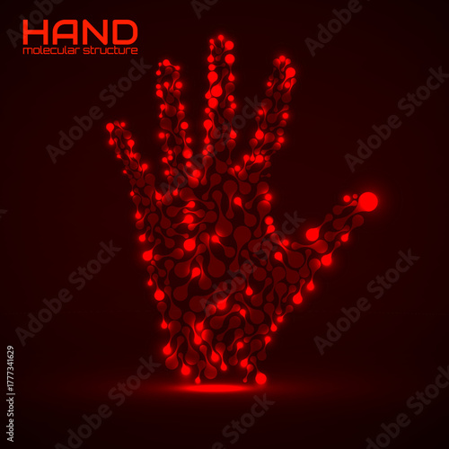 Hand of molecular structure, idea for your design, vector illustration