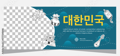 Design Korean banner template with photo