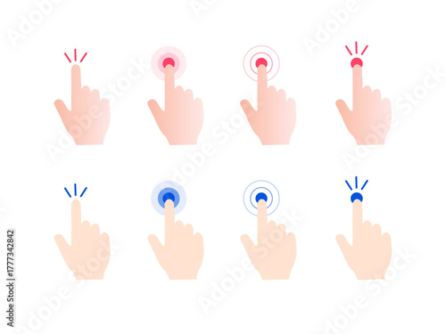 タップ・クリック操作のアイコンセット | UIUX向け人差し指とタッチアクション