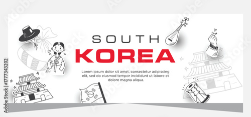 Hand drawn south Korean template banner design