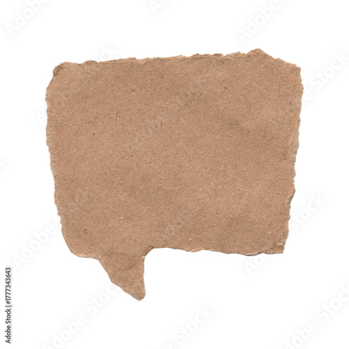 Wallpaper Mural Isolated Torn Kraft Paper Speech Bubble PNG | Rustic Brown Cardboard Dialog Box for Eco-Friendly and Vintage Communication.
 Torontodigital.ca