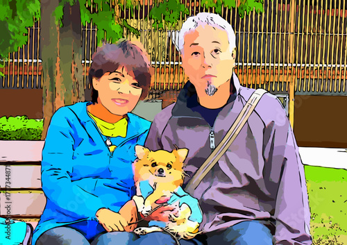 チワワを抱く男女