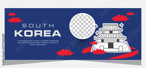 Design Korean banner template with photo