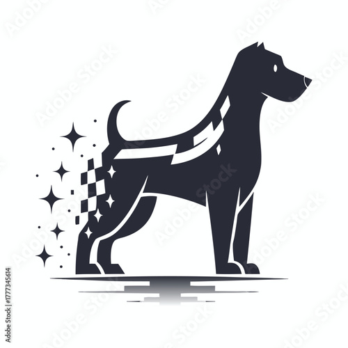 Modern of a Running Husky Dog with White Background