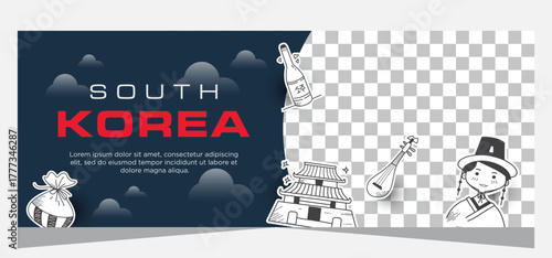 Hand drawn south Korean template banner design