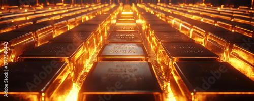 A vault filled with glowing gold bars, representing the purity and security of gold as a longterm investment