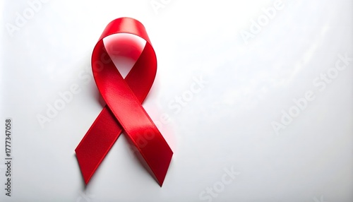 Lazo rojo sobre fondo blanco símbolo de prevención y apoyo en la lucha contra el VIH y el SIDA