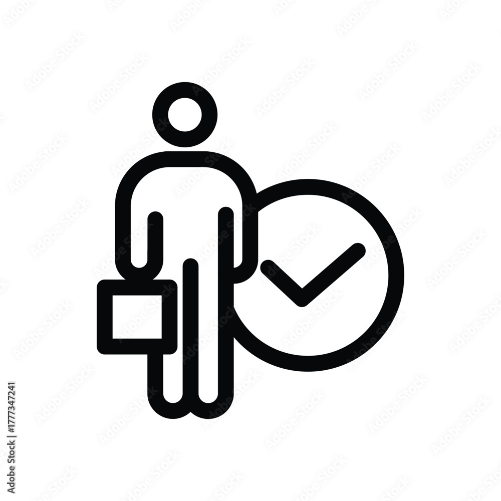 Fototapeta premium businessman with checkmark outline icon vector design good for web or mobile app