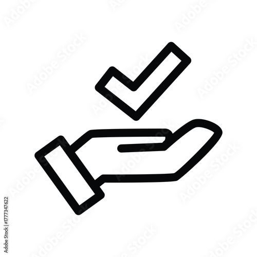 hand and checkmark outline icon vector design good for web or mobile app