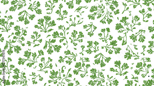 Seamless foliage pattern in lime and leafy green on white background.

