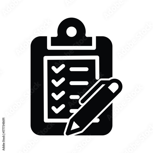 Clipboard with checklist solid icon vector design good for web or mobile app