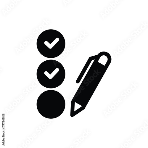 pen with checklist solid icon vector design good for web or mobile app