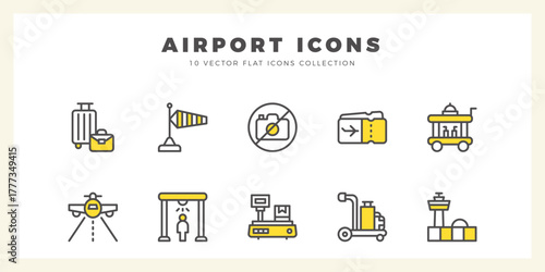 10 Airport Two Color icons pack. vector illustration.