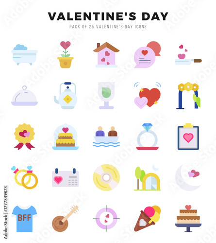 Valentine'S Day icons set for website and mobile site and apps.