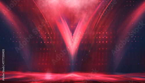 Empty stage with bright red...
