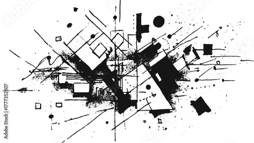 Trendy abstract defect shapes with dust particle and dust grain grunge texture background