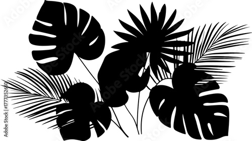 chic black floral silhouettes seamless pattern on soft beige background for elegant botanical design