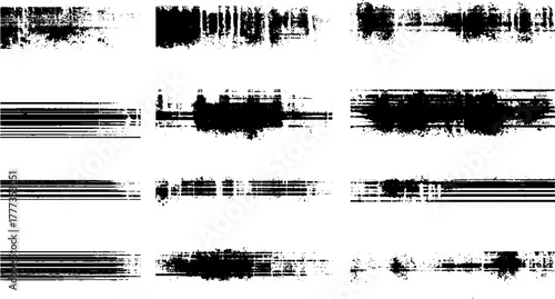 Set of Ink line and splashes banner. Blotter spots line, liquid paint drip drop line splash and ink splatter. brush stroke and abstract grunge banner for graphic background 