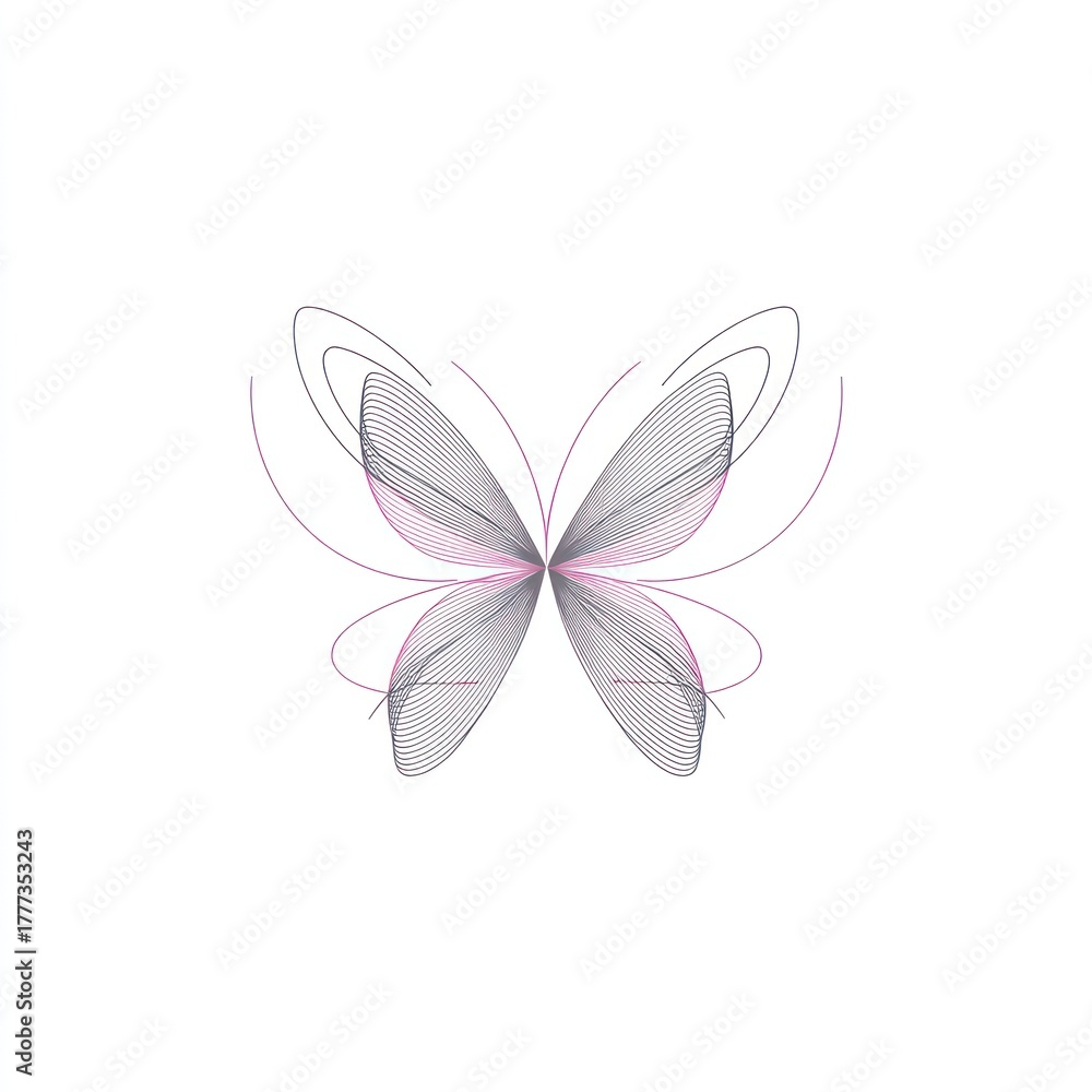 Fototapeta premium Abstract butterfly illustration artistic design with line art and minimalist style