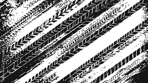 car wheel tread mark texture with distressed off road tire tracks for adventure and transportation design