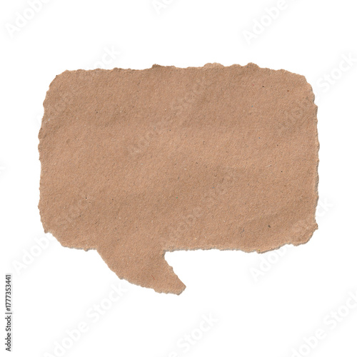 Wallpaper Mural Isolated Torn Kraft Paper Speech Bubble PNG | Rustic Brown Cardboard Dialog Box for Eco-Friendly and Vintage Communication.
 Torontodigital.ca