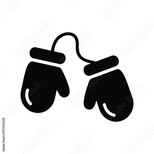 Cozy winter mittens icon simple clean vector graphic for cold weather gear isolated on white background