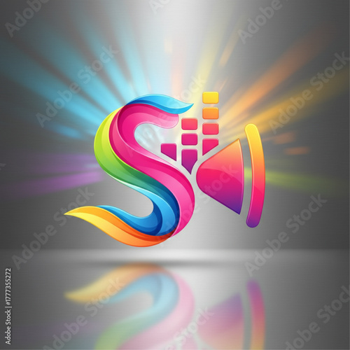 Abstract soundwave logo, equalizer bars, vibrant gradient