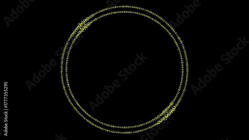circle frame animation with green triangle line on horizontal black screen