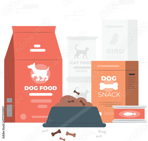 Assorted Pet Food Products and Treats dog food cat food