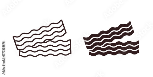 Bacon icon with glyph and line. black vector icons for Web UI