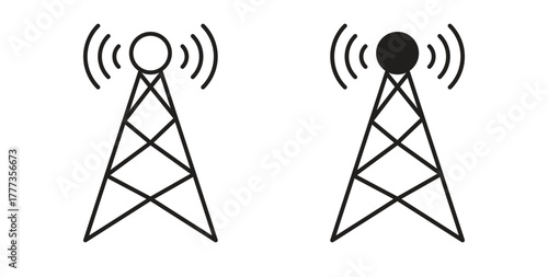 Broadcast tower icon with glyph and line. black vector icons for Web UI