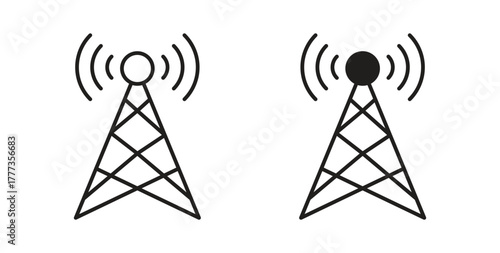 Broadcast tower icon with glyph and line. black vector icons for Web UI